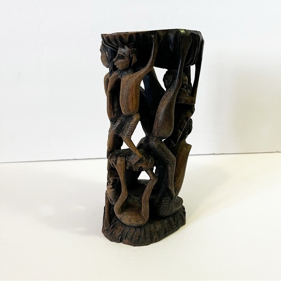 Makonde Carving Tree of Life Tanzania Vintage African Ujamaa Hand Carved 9" - Picture 1 of 10